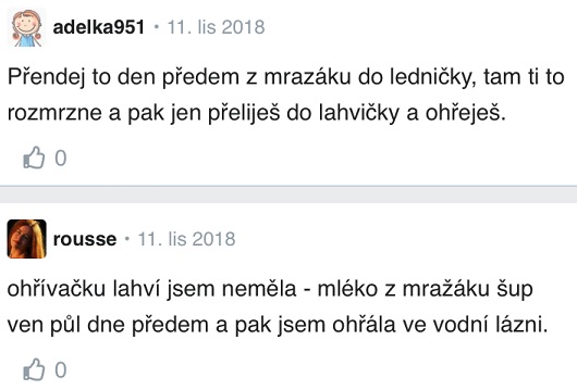 Jak rozmrazit mateřské mléko? zkušenosti Modrykonik