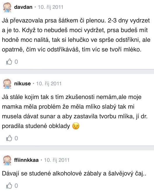 Jak zastavit tvorbu mléka (zastavení laktace)? diskuse Modrykonik