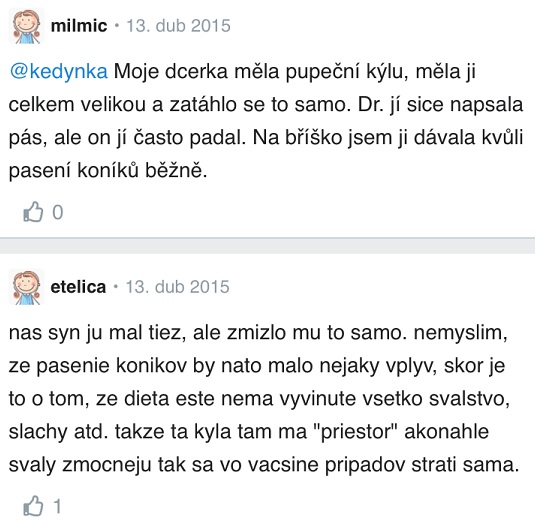 Vypouklý pupek novorozence, pupeční kýla diskuse Modrykonik