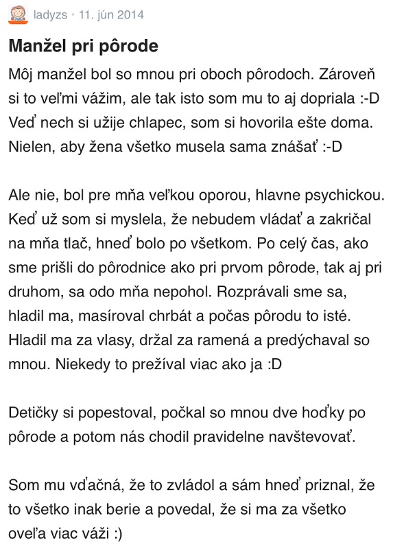 Otec při porodu zkušenosti Modrykonik