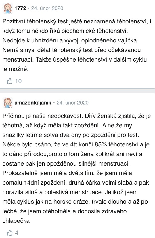 Biochemické těhotenství zkušenosti Modrykonik