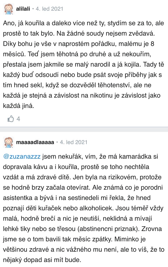 Kouření v těhotenství zkušenosti Modrykonik