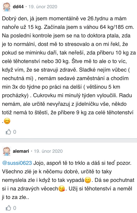 Přibírání v těhotenství zkušenosti Modrykonik