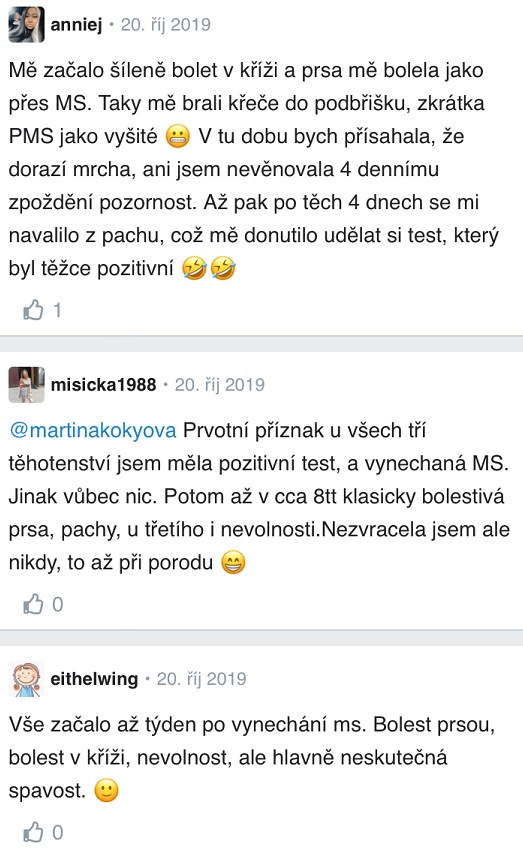 Úplně první příznaky těhotenství zkušenosti Modrykonik