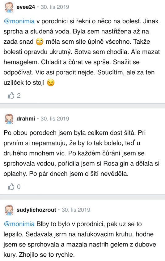 Je šití po porodu bolestivé? zkušenosti Modrykonik