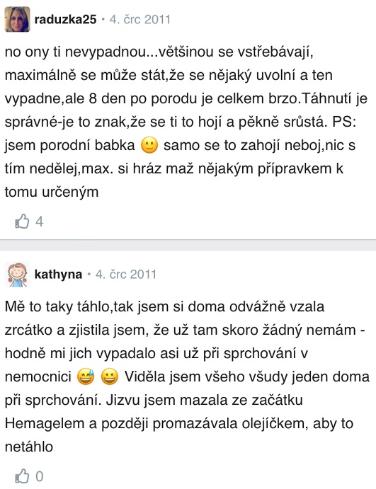 Kdy vypadnou stehy po porodu? zkušenosti Modrykonik