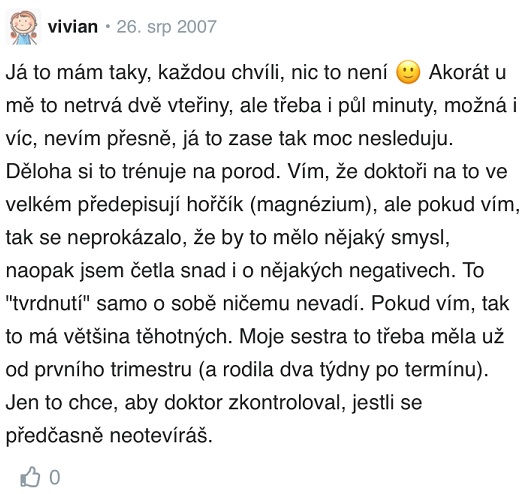 Tvrdnutí břicha v těhotenství zkušenosti Modrykonik